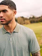 Sage Green Print Golf Polo Shirt - Image 1 of 8