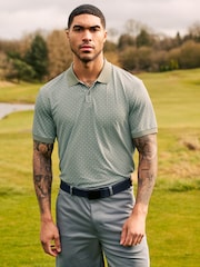 Sage Green Print Golf Polo Shirt - Image 2 of 8