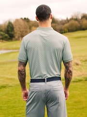 Sage Green Print Golf Polo Shirt - Image 3 of 8