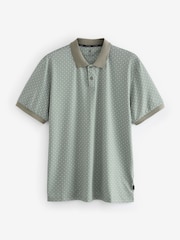 Sage Green Print Golf Polo Shirt - Image 6 of 8