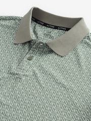 Sage Green Print Golf Polo Shirt - Image 7 of 8