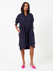 French Connection Blue 100% Cotton Rhodes Sust Poplin Shirt Dress - Image 1 of 4