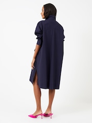 French Connection Blue 100% Cotton Rhodes Sust Poplin Shirt Dress - Image 2 of 4