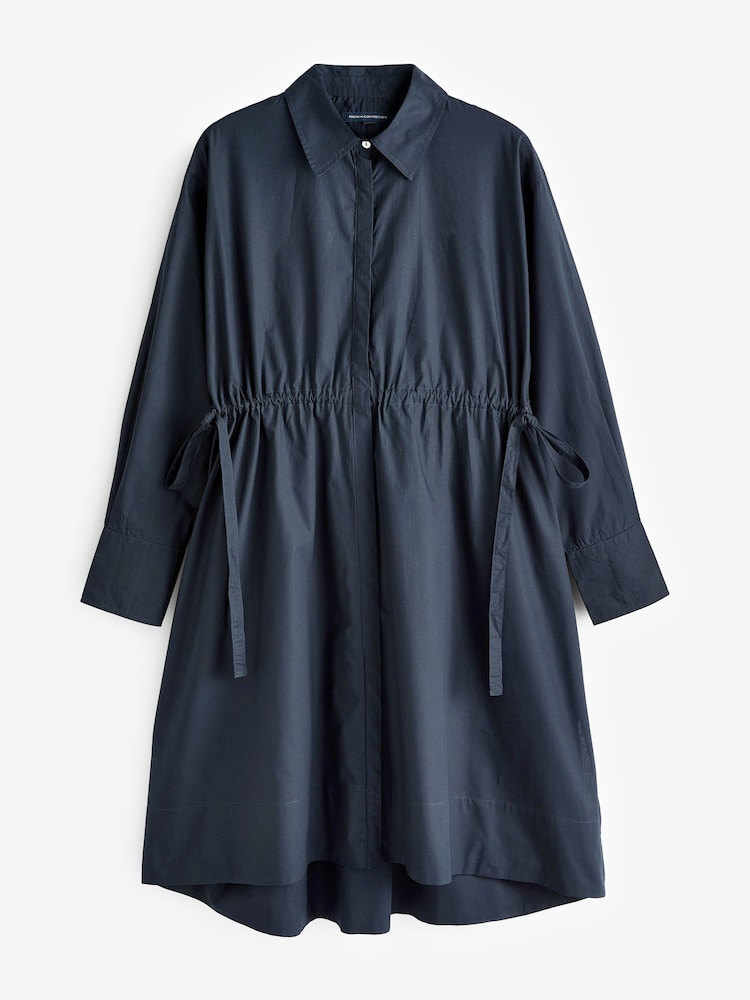 French Connection Blue 100% Cotton Rhodes Sust Poplin Shirt Dress - Image 4 of 4