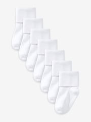 White 7 Pack Baby Roll Top Socks (0mths-2yrs) - Image 1 of 2