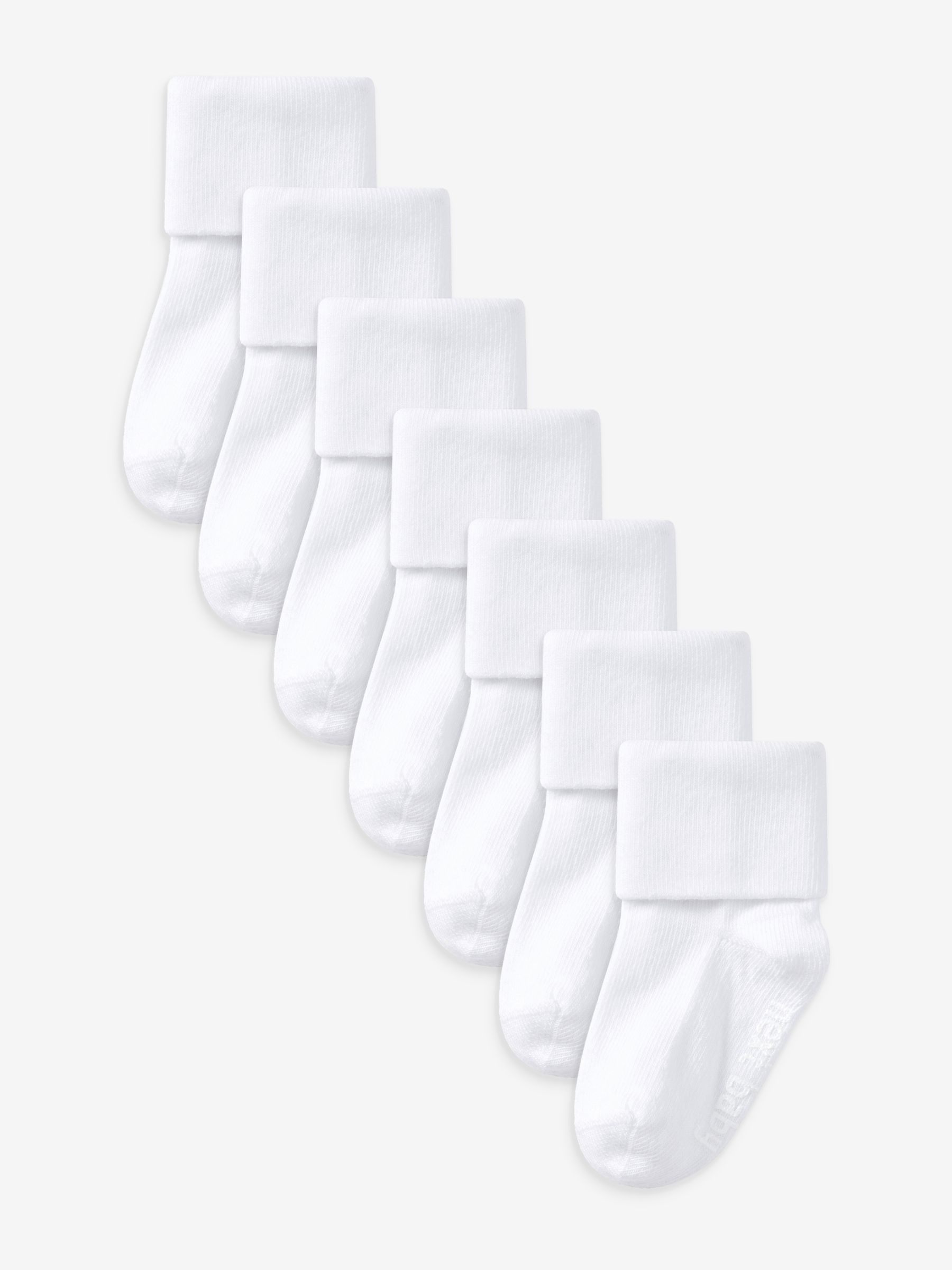 White 7 Pack Baby Roll Top Socks (0mths-2yrs) - Image 1 of 2
