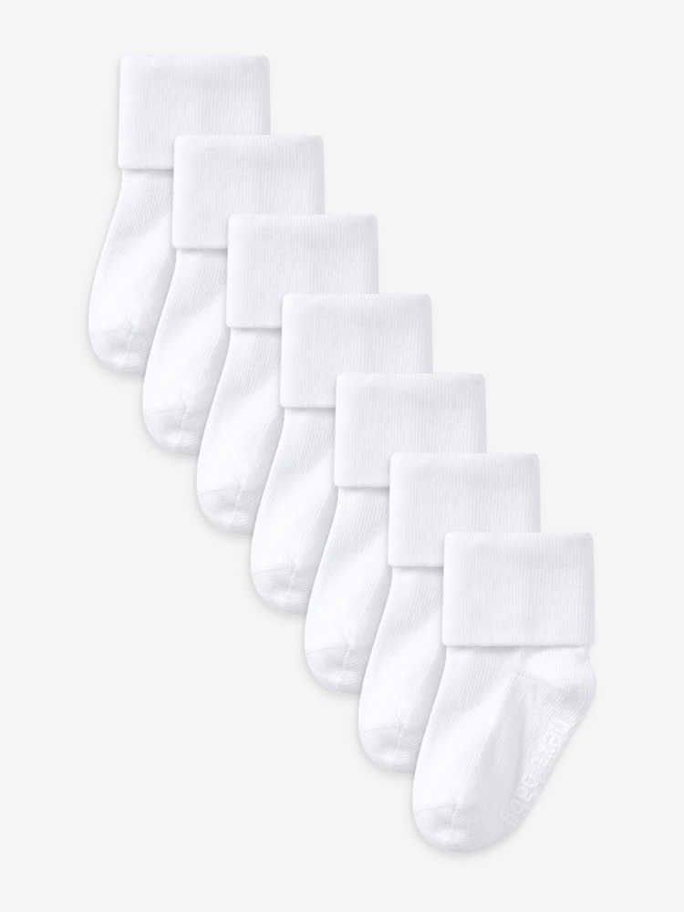 Weiß - Baby Socken mit Umschlag im 7er-Pack (0 Monate bis 2 Jahre) - Bild 1 von 2 Weiß - Baby Socken mit Umschlag im 7er-Pack (0 Monate bis 2 Jahre) - Bild 1 von 2