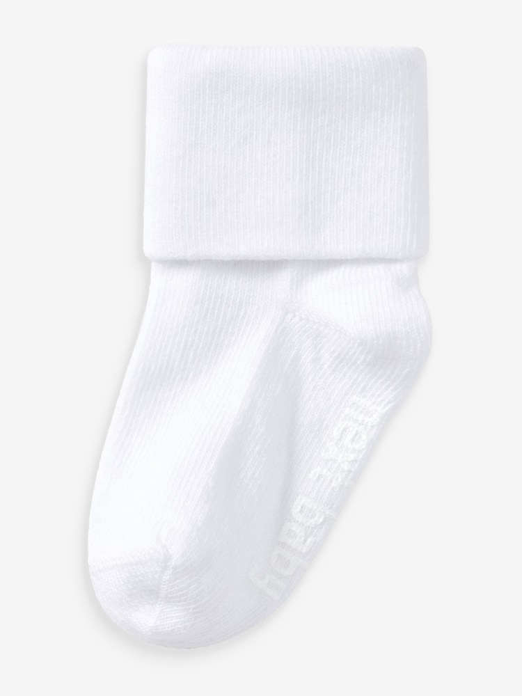 White 7 Pack Baby Roll Top Socks (0mths-2yrs) - Image 2 of 2