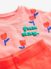 Pink Tulip Flower Print Short Sleeve Top and Shorts Set (3mths-7yrs) - Image 7 of 7