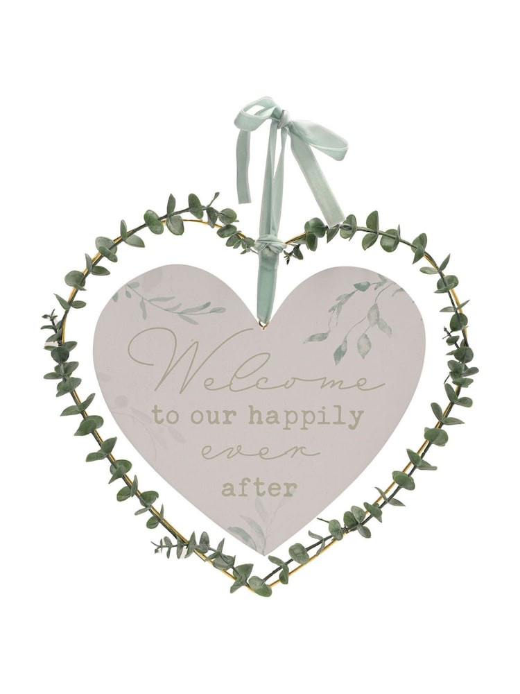 Widdop White Welcome To Our Happily Ever After' Heart Wreath - Image 1 of 2