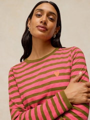 White Stuff Pink Clara Stripe Embroidered T-Shirt - Image 3 of 6
