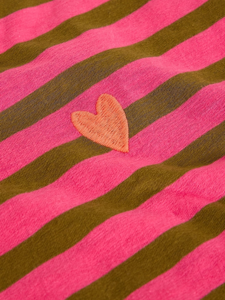 White Stuff Pink Clara Stripe Embroidered T-Shirt - Image 6 of 6