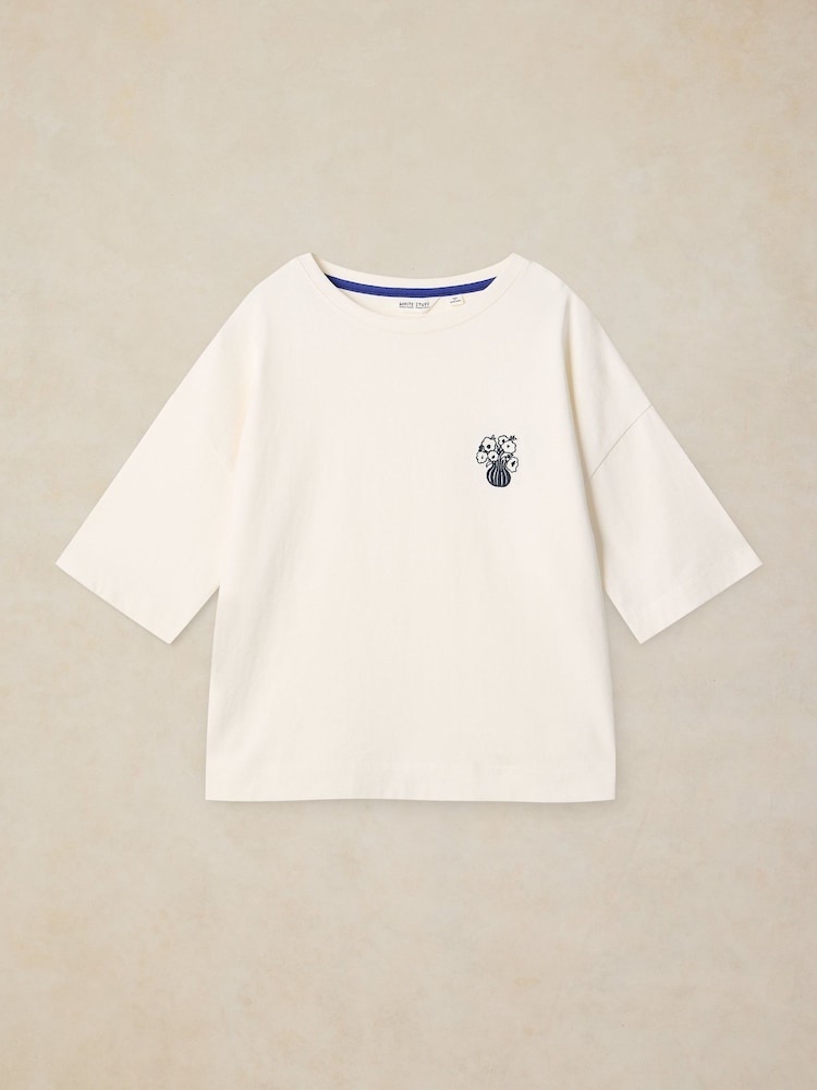White Stuff White Katya Embroidered T-Shirt - Image 6 of 6