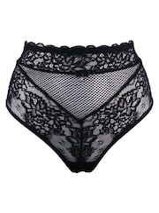 Pour Moi Black Suspense Lace-Up Back Deep Knickers - Image 6 of 7