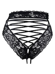 Pour Moi Black Suspense Lace-Up Back Deep Knickers - Image 7 of 7