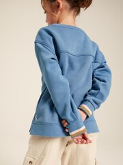 Joules Girls' Mackenzie Blue Rabbit Embroidered Artwork Crew Neck Sweatshirt - Image 2 of 10