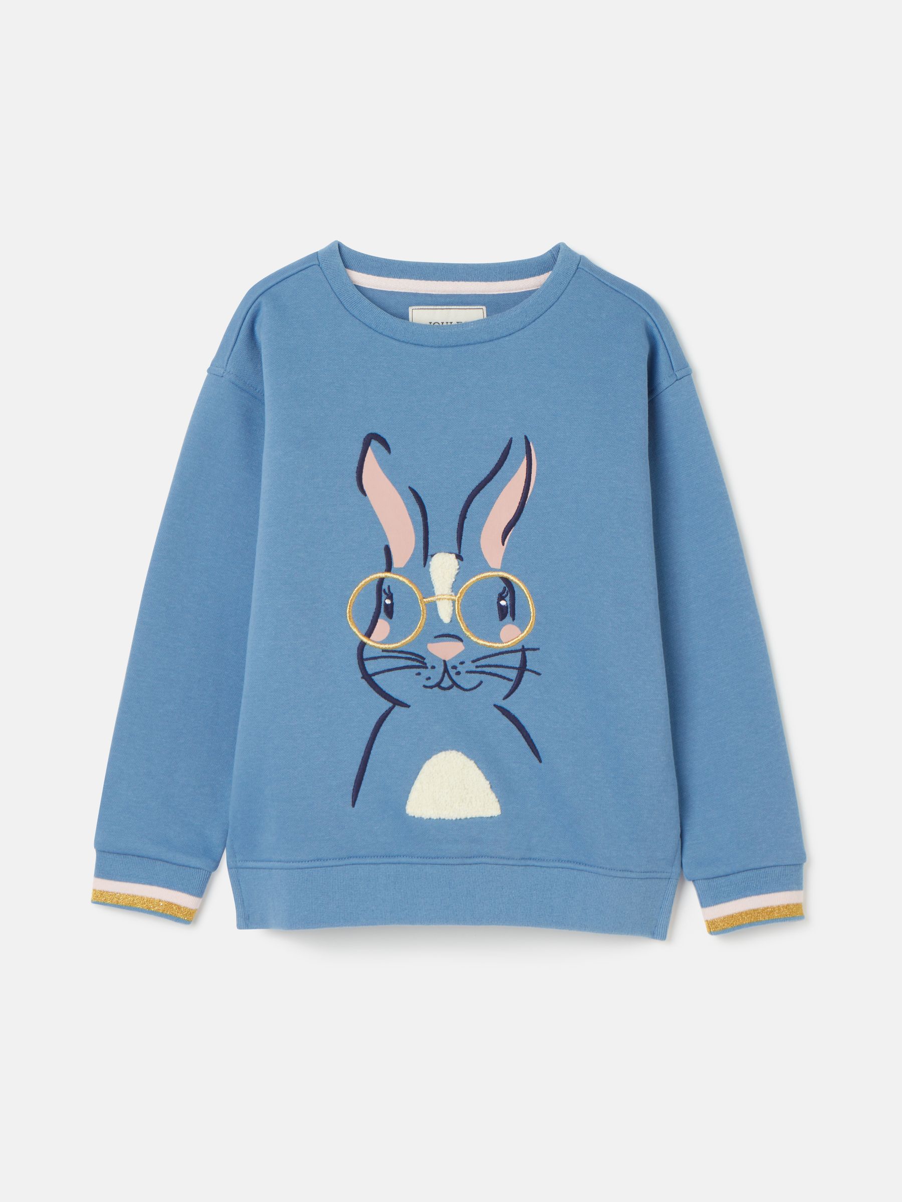 Buy Joules Girls Mackenzie Blue Rabbit Embroidered Artwork Crew Neck Sweatshirt from Next Luxembourg