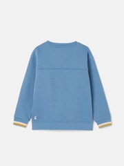 Joules Girls' Mackenzie Blue Rabbit Embroidered Artwork Crew Neck Sweatshirt - Image 7 of 10