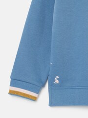 Joules Girls' Mackenzie Blue Rabbit Embroidered Artwork Crew Neck Sweatshirt - Image 9 of 10