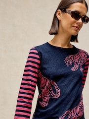 White Stuff Blue Clara Long Sleves T-Shirt - Image 3 of 6