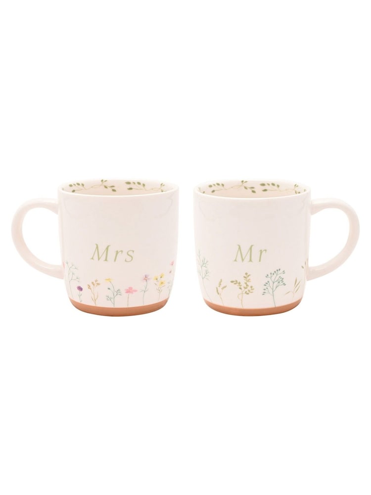 Widdop White Ceramic Mugs - Mr & Mrs - Image 1 of 3