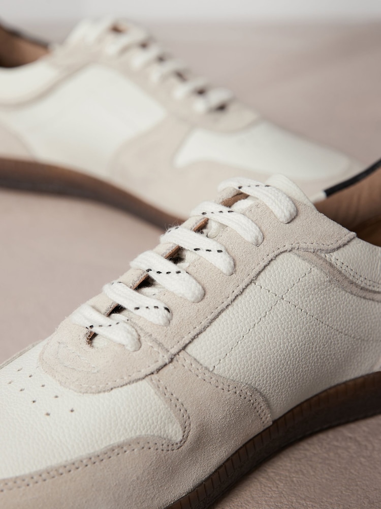 Neutral Signature Forever Comfort® Low Retro Leather Trainers - Image 4 of 6