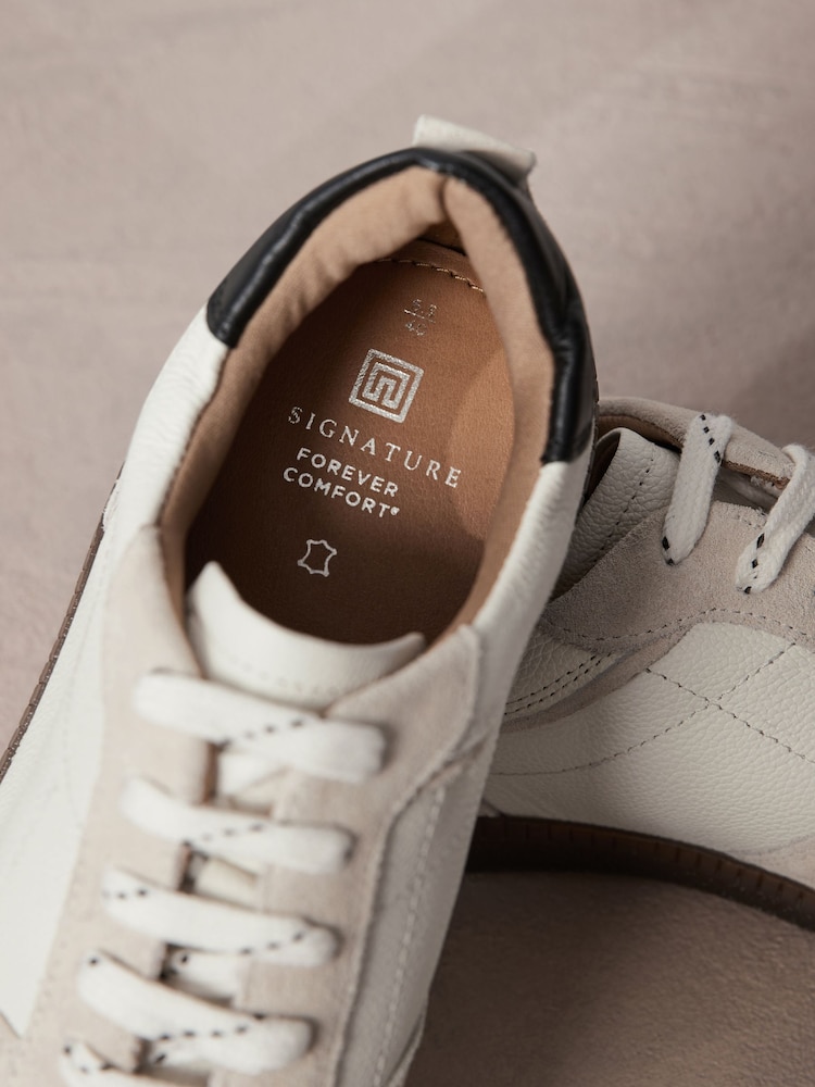 Neutral Signature Forever Comfort® Low Retro Leather Trainers - Image 5 of 6