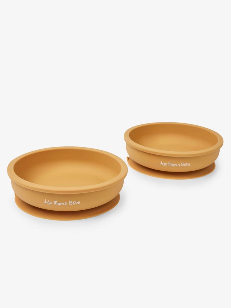 JoJo Maman Bébé Ochre 2-Pack Silicone Suction Bowls - Image 1 of 1