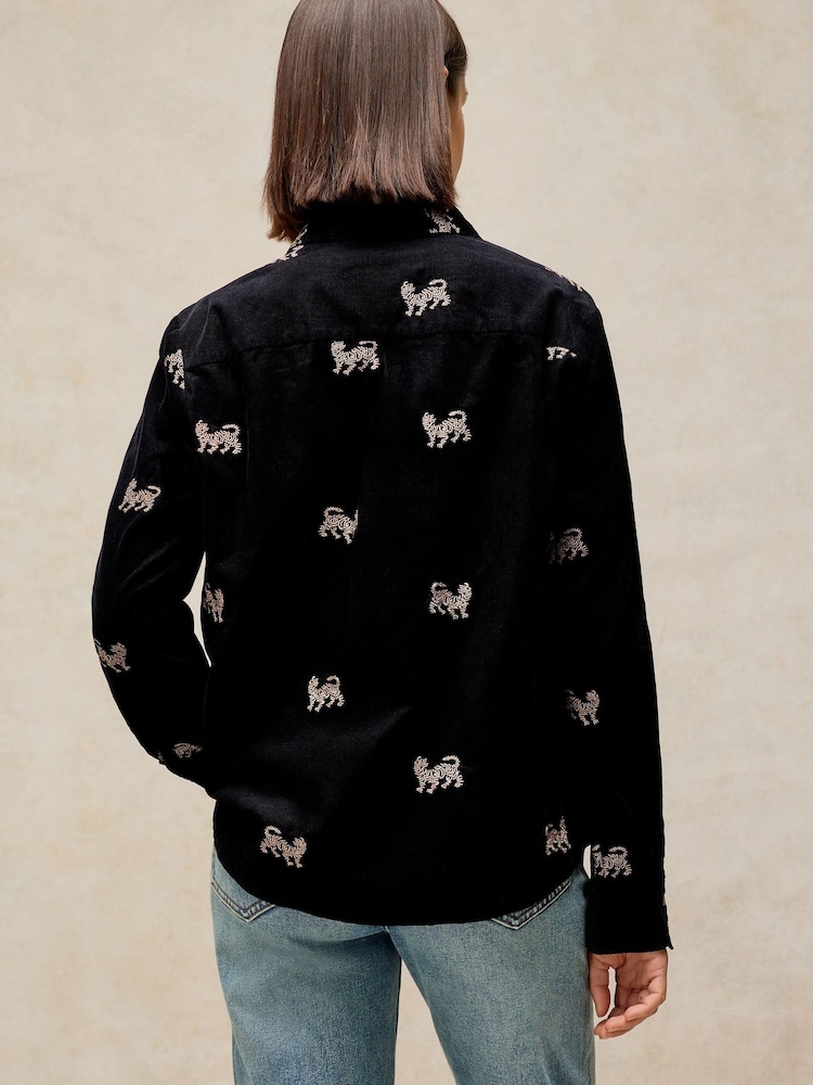 White Stuff Black Libby Embroidered Cord Shirt - Image 2 of 6 White Stuff Black Libby Embroidered Cord Shirt - Image 2 of 6