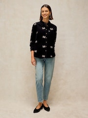 White Stuff Black Libby Embroidered Cord Shirt - Image 4 of 6