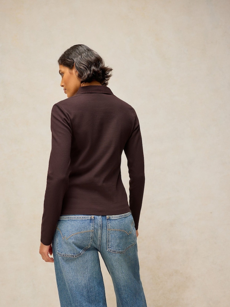 White Stuff Brown Ember Rib Polo Shirt - Image 2 of 6 White Stuff Brown Ember Rib Polo Shirt - Image 2 of 6