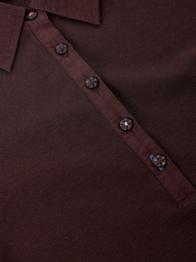 White Stuff Brown Ember Rib Polo Shirt - Image 6 of 6 White Stuff Brown Ember Rib Polo Shirt - Image 6 of 6
