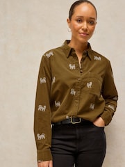White Stuff Green Libby Embroidered Cord Shirt - Image 1 of 6