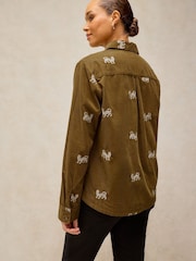 White Stuff Green Libby Embroidered Cord Shirt - Image 2 of 6
