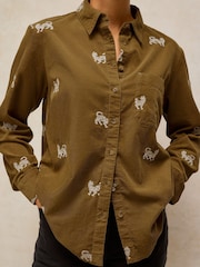 White Stuff Green Libby Embroidered Cord Shirt - Image 3 of 6