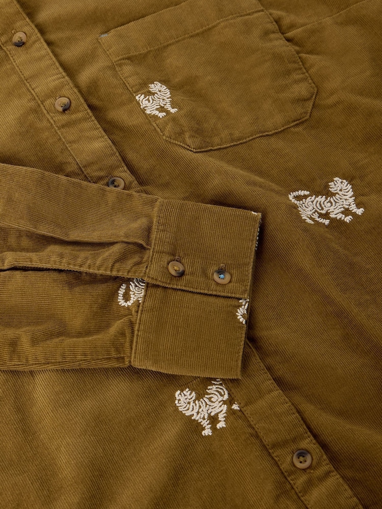 White Stuff Green Libby Embroidered Cord Shirt - Image 6 of 6