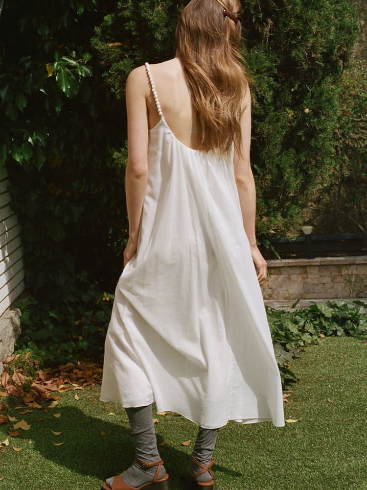 Mango White Strappy Maxi Dress - Image 2 of 7