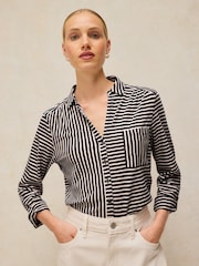 White Stuff Blue Annie Stripe Jersey Shirt - Image 1 of 6