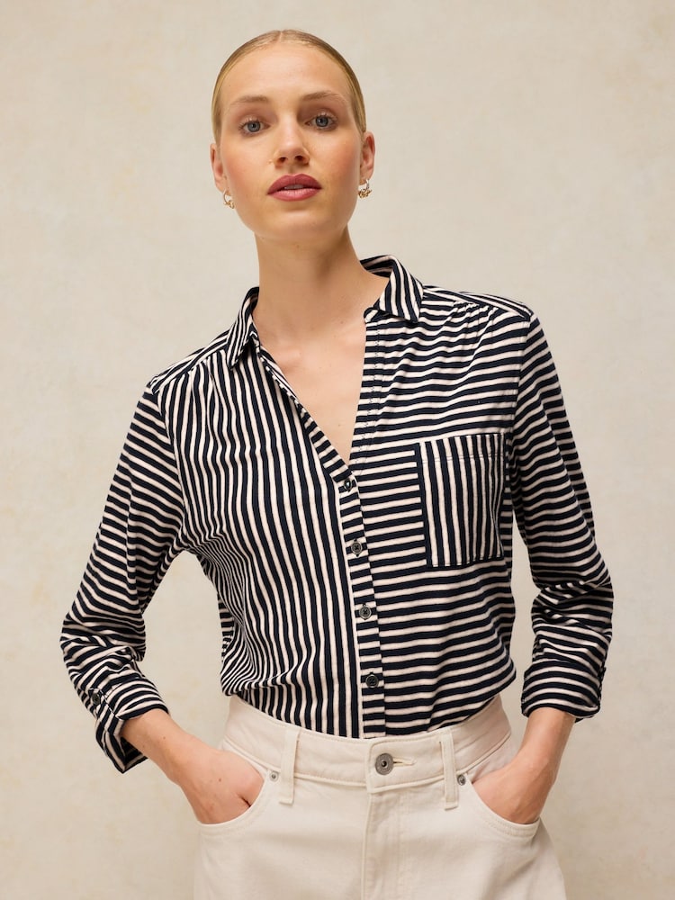 White Stuff Blue Annie Stripe Jersey Shirt - Image 1 of 6 White Stuff Blue Annie Stripe Jersey Shirt - Image 1 of 6
