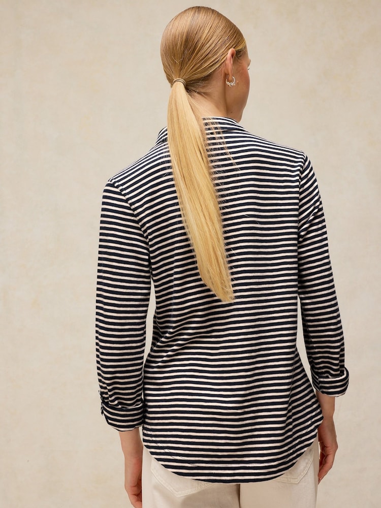 White Stuff Blue Annie Stripe Jersey Shirt - Image 2 of 6 White Stuff Blue Annie Stripe Jersey Shirt - Image 2 of 6
