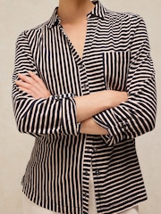 White Stuff Blue Annie Stripe Jersey Shirt - Image 4 of 6