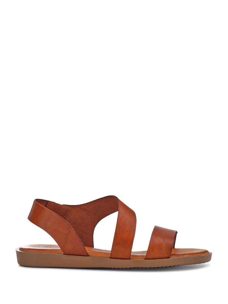 Pavers Tan Brown Elasticated Leather Sandals - Image 1 of 5