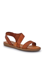 Pavers Tan Brown Elasticated Leather Sandals - Image 2 of 5