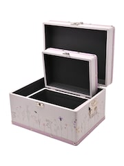 Widdop Set of 2 White Wildflower Wedding Keepsake Luggage Boxes - Image 2 of 8