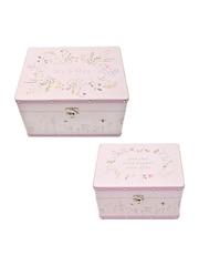 Widdop Set of 2 White Wildflower Wedding Keepsake Luggage Boxes - Image 4 of 8