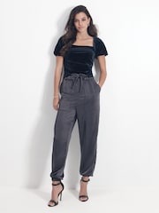 Charcoal Grey Satin Joggers - Image 1 of 7
