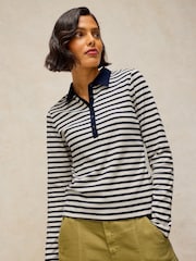 White Stuff Blue Ember Rib Polo Shirt - Image 1 of 6