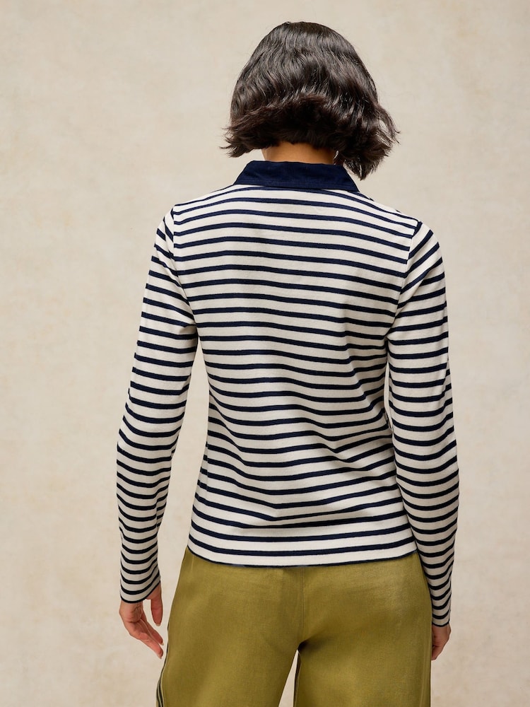 White Stuff Blue Ember Rib Polo Shirt - Image 2 of 6 White Stuff Blue Ember Rib Polo Shirt - Image 2 of 6