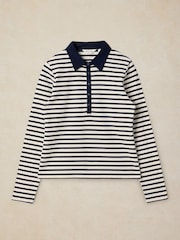 White Stuff Blue Ember Rib Polo Shirt - Image 5 of 6
