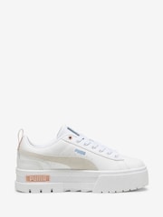 Puma White Mayze Leather Trainers - Image 1 of 6